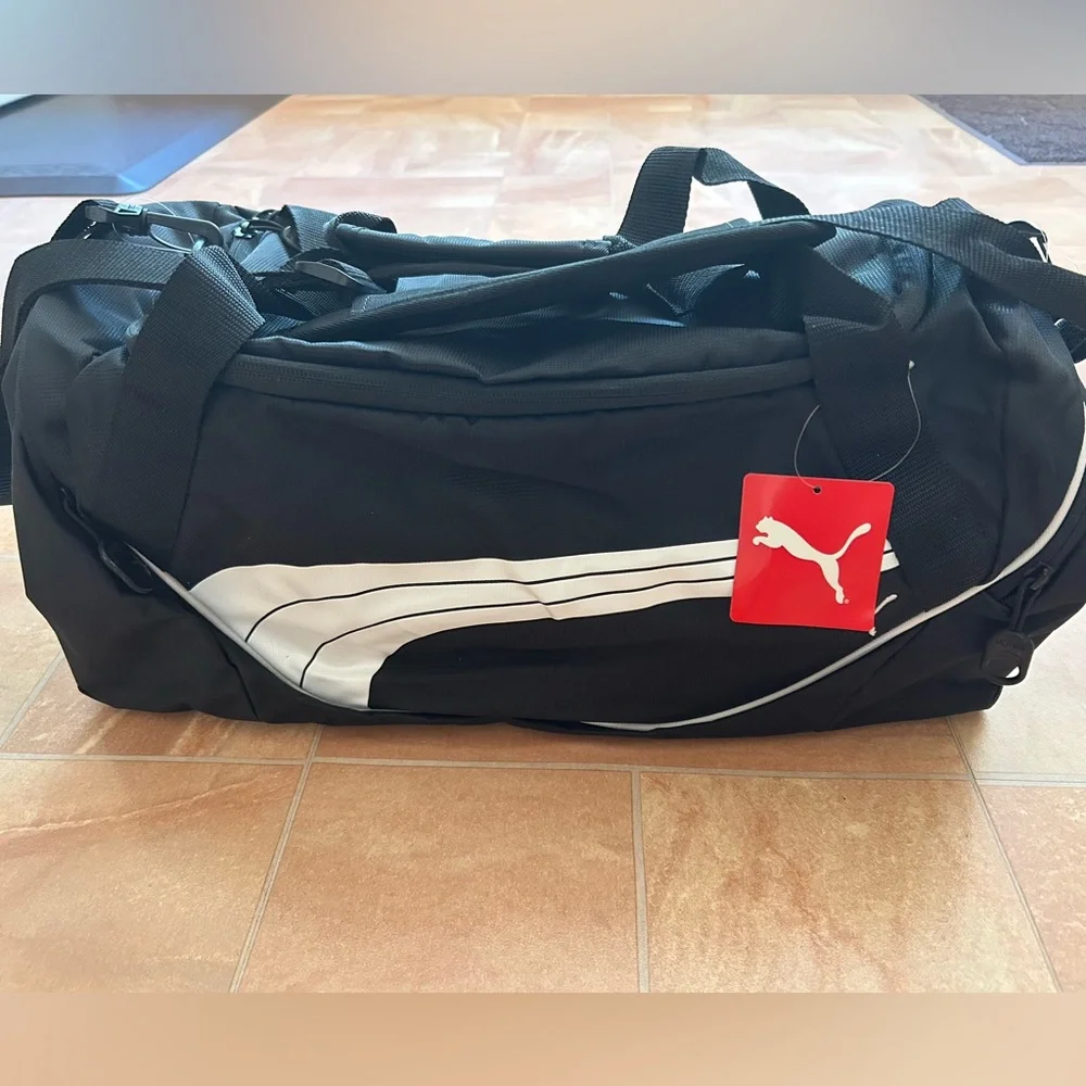 NWT Puma Men's Black Gym Active Fitness Travel Duffel Bag